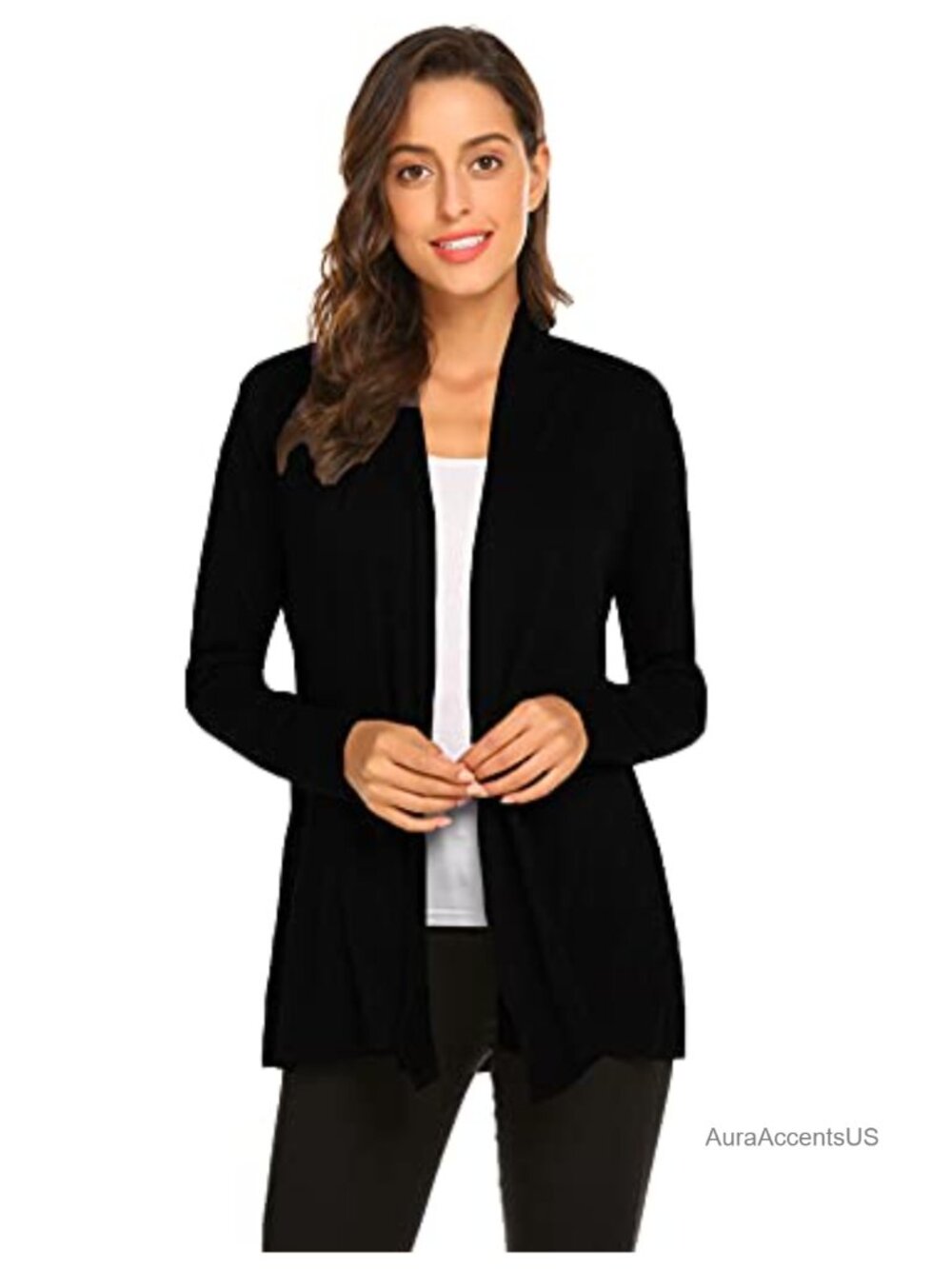 Womens Lightweight Long Sleeve Open Front Cardigan Soft Drape Dusters
